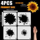 4Pcs 4 Styles Sea Animals Theme PET Hollow Out Drawing Painting Stencils, for DIY Scrapbook, Photo Album, Sunflower, 300x300mm, 1pc/style