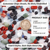158G 8 Styles Natural Mixed Stone Beads, Natural Rose Quartz & Quartz Crystal & Garnet & Green Aventurine & Red Jasper & Carnelian & Agate & Obsidian, No Hole/Undrilled, Chips, Mixed Dyed and Undyed, 8~22x5~10x1~7mm