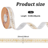 Single Face Hot Stamping Polyester Satin Ribbon, Musical Note Pattern, for Party Decoration, White, 1 inch(25mm)