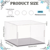 Rectangle Transparent Acrylic Minifigures Display Boxes with Black Base, for Models, Building Blocks, Doll Display Holders, Clear, 16x16x10.5cm