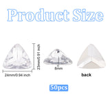 100Pcs Pointed Back Acrylic Rhinestone Cabochons, Faceted, Triangle, Clear, 23x24x8mm