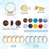 DIY Half Round Gemstone Adjustable Ring Making Kit, Including 304 Stainless Steel Finger Ring Components Set, Natural & Synthetic Mixed Stone Cabochons, 40Pcs/box