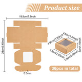 Square Foldable Creative Kraft Paper Box, Gift Box with Visible PVC Window, Tan, 7.5x7.5x3cm