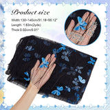Polyester Embroidery Fabric, with 3D Butterfly, for Clothing Accessories, Black, 130~140x0.02cm, 2 yards/pc