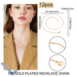 12Pcs 2mm 304 Stainless Steel Necklaces, Cable Chain Necklaces for Men Women, Golden, 16.14 inch(41cm)