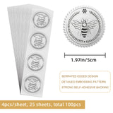 Custom Silver Foil Embossed Picture Sticker, Award Certificate Seals, Metallic Stamp Seal Stickers, Flower with Word Honor Roll, Bees Pattern, 5cm, 4pcs/sheet