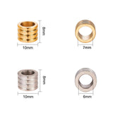 304 Stainless Steel Beads, Large Hole Beads, Grooved, Column, Mixed Color, 7.4x7.2x1.7cm, 20pcs/box