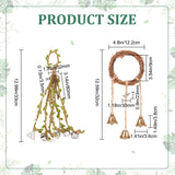 2Pcs 2 Style  Rattan & Iron Witch Bells, with Hemp Rope, for Door Knob, Wind Chimes, Witchcraft Decor Protection Bells, Mixed Color, 320~330mm, 1pc/style