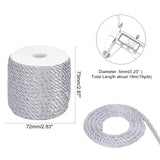 3 Strand Polyester Braided Cord, Twisted Rope, for DIY Cord Jewelry Findings, Silver, 5mm, about 18m/roll