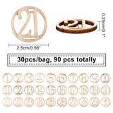 Wood Cabochons, Ring with Number, BurlyWood, 25x2.5mm, 30pcs/bag