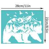 Self-Adhesive Silk Screen Printing Stencil, for Painting on Wood, DIY Decoration T-Shirt Fabric, Turquoise, Bear, 280x220mm