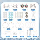 Christmas Snowflake DIY Earring Making Kit, Including Glass Teardrop & Rhinestone Round Beads, Brass Earring Hooks, Alloy Links & Pendants, 304 Stainless Steel Hoop Earring Findings, Mixed Color, 21x16x2.5mm, Hole: 2mm, 8pcs