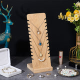 Detachable Rectangle Wooden Slant Back Necklace Display Stands, Jewelry Organizer Holder for Necklace Storage, Tan, Finished Product: 9.2x9.75x26.5cm, 2pcs/set