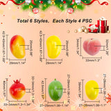 24Pcs 6 Style Mini Foam Artificial Fruit, for Dollhouse Accessories Pretending Prop Decorations, Mixed Color, 33~43x27~34x27~34mm, 4pcs/style
