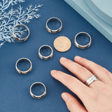 7Pcs 7 Size 201 Stainless Steel Wide Band Finger Rings for Men Women, Stainless Steel Color, US Size 7 1/4~13 1/4(17.4~22.3mm), 1pc/size