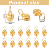 100Pcs Alloy Charms, with Iron Open Jump Rings, Heart, Golden, 9x7x4.5mm, Jump Ring: 6x0.7mm, Inner Diameter: 4.6mm.