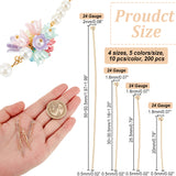 200Pcs 20 Styles Brass Ball Head Pins, Mixed Color, 20~50.5mm, Head: 1.8~2mm, Pin: 0.5mm, 24 Gauge, 10 pcs/style