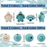 200Pcs 4 Style DIY Beads Kits, Including Synthetic Turquoise & Howlite & Magnesite Beads, Turtle & Round, Mixed Dyed and Undyed, 8~18x8~14x6~8mm, Hole: 1mm, 50pcs/style