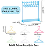 6 Sets 6 Styles Acrylic Earring Display Stands, Coat Hanger Shaped Earring Organizer Holder with 8Pcs Mini Hangers, Mixed Color, 6x12~14x15cm, 1 set/style