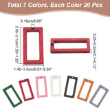 140Pcs 7 Colors Wood Pendants, Dyed, Hollow Rectangle Charms, Mixed Color, 30.5~31x14.5~15x2.5~3mm, Hole: 1.5mm, 20pcs/color