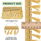 6 Yards Filigree Polyester Corrugated Tassel Lace Ribbon, for Clothing Accessories, Gold, 2-1/8 inch(54mm)