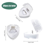 Heart Plastic Ring Boxes, Jewelry Ring Gift Case with Velvet Inside, for Valentine's Day, White, 4.1x4x3.5cm