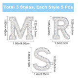 15Pcs 3 Style Non Woven Fabrics Costume Accessories, Sewing Craft Decoration, with Crystal AB Rhinestone and Imitation Pearls, for DIY Word MRS, White, 46.5~47x33.5~49.5x5.5m, 5pcs/style