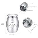 Alloy Cremation Urn Kit, with Disposable Flatware Spoons, Silver Polishing Cloth, Velvet Packing Pouches, Heart Pattern, 40.5x30mm, 1pc