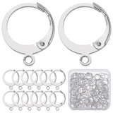 120Pcs 304 Stainless Steel Leverback Earring Findings, with Loops, Stainless Steel Color, 14.5x12x2mm, Hole: 1.2mm, Pin: 0.6mm