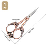 402J2 Stainless Steel Scissors, with Zinc Alloy Handle, Butterfly, Red Copper, 12x5.1x0.5cm