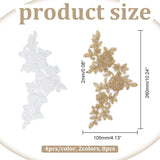 8Pcs 2 Colors Polyester Computerized Embroidered Cloth Appliques, Adhesive/Sew on Patches, Costume Accessories, Flower, Mixed Color, 260x105x2mm, 4pcs/color