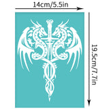 Self-Adhesive Silk Screen Printing Stencil, for Painting on Wood, DIY Decoration T-Shirt Fabric, Turquoise, Dragon, 195x140mm