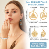 8Pcs 2 Styles Brass Pendant Rhinestone Settings, with Jump Rings, Flat Round with Evil Eye, Real 18K Gold Plated, 15.5~22x14.5~20x2.5~3.5mm, Hole: 3.5mm, 4pcs/style