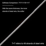 Tiger Tail Wire, Stainless Steel Wire, Stainless Steel Color, 0.46mm, about 49.21 Feet(15m)/roll