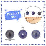 Natural Lapis Lazuli Beads Strands, Dyed, Round, Blue, 8mm, Hole: 1mm, about 22~24pcs/strand, 7.6 inch, 4strands/box