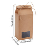 Folding Kraft Paper Box with Visible Window, Suitable for Gift Giving, with Hemp Rope, Rectangle, BurlyWood, Finish Product: 10x8x17cm