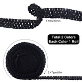 10m 2 Colors Elastic Polyester Baby Headbands, Hair Accessories, Black & White, Mixed Color, 30mm, 5m/color