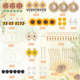 DIY Sunflower and Bee Earring Making Kit, Including Resin & Alloy Enamel Pendants & Links Connectors, Brass Earring Hooks, Natural Obsidian & Glass Pearl Beads, Golden, 112Pcs/box