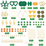 DIY Wooden Dangle Earring Making Kits, 64Pcs Heart & Geometry Wood & Brass Beads, 16Pcs Star & Horse Eye & Leaf Wood & Brass Pendants, 82Pcs Brass Findings, Mixed Color, 8~50x23~25x0.75~6mm, hole: 1~3mm, 162pcs/box