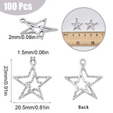 100Pcs Tibetan Style Alloy Pendants, Star for Christmas Day, Antique Silver, 23x20.5x2mm, Hole: 1.5mm