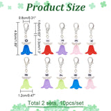 10Pcs 10 Style Number 0~9 Angel Locking Stitch Marker, Alloy Wing & Acrylic Flower Lobster Claw Charms, Clip-on Charms, Mixed Color, 48mm, 1pc/style