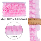 Polyester Ruffled Trimming, for Doll Clothes, Lolita Costume Accessories, Pink, 40x1mm, 20m/card