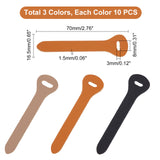 30Pcs 3 Colors Leather DIY Zipper Puller, for Luggage, Purse Accessories, Mixed Color, 7x1.65x0.15cm, Hole: 8x3mm, 10pcs/color