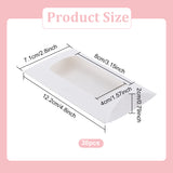 Paper Pillow Candy Boxes with Rectangle Visible Window, for Wedding Favors Baby Shower Birthday Party Supplies, White, Fold: 7.1x12.2x2cm