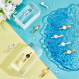 DIY Blank Dome Alligator Hair Clips Making Kit, Including Iron Alligator Hair Clips Settings, Glass Cabochons, Golden & Silver, 44x14mm