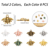128Pcs 8 Colors Tibetan Style Alloy Pendants, Bees, Mixed Color, 15.5x20x2mm, Hole: 2mm, 16pcs/color