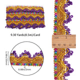 Nylon Glitter Wavy Ribbon, Lace Embroidery Ribbon, Clothes Accessories, Dark Violet, 1-3/8 inch(35mm), about 9.30 Yards(8.5m)/Card