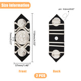 2Pcs Star Pattern Detachable Iron Epaulettes, Retro Plastic Shoulder Badges, with Cloth Findings & Pin, Hexagon, Black, 37x110x7mm