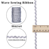 2 trands Polyester Wave Bending Fringe Trim, Sewing Ribbon, for Cloth Dress DIY Making Decorate, with Spool, Dark Gray, 3/16 inch~3/8 inch(5~8.5mm), about 22~25m/strand