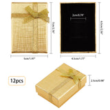 Cardboard Necklace Boxes, with Ribbon Bowknot and Sponge Inside, Rectangle, Gold, 7x5x2.5cm